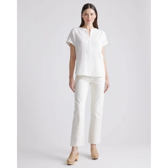 100% Organic Cotton Gauze Roll Sleeve Shirt Large - Picture 5 of 6